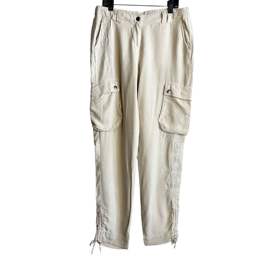 DA-NANG Mid Rise Surplus Cargo Pants Size Medium Embroidered Beige Y2K